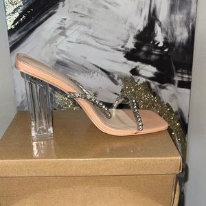 Sparkly & Clear Block High Heels